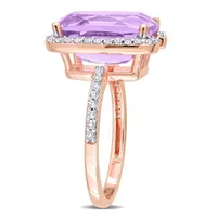 Julianna B Sterling Silver Rose Plated Amethyst and White Topaz Ring