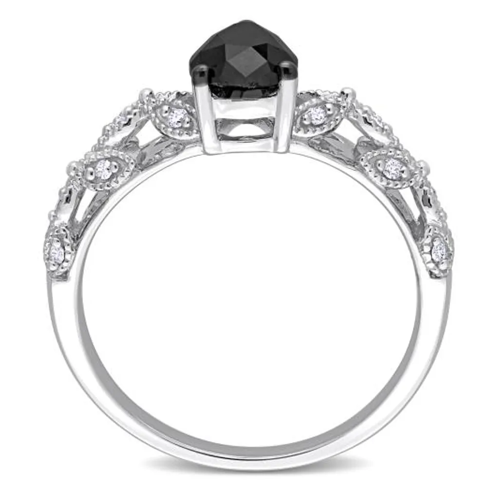 Julianna B 14K White Gold Black & White 1.03CTW Diamond Fashion Ring