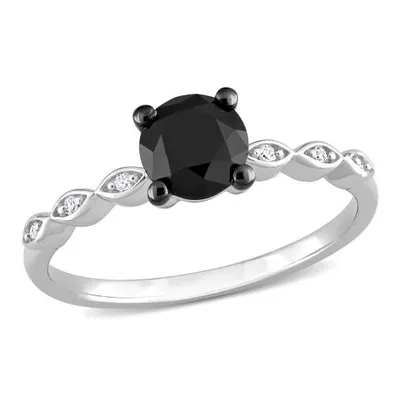 Julianna B 14K White Gold Black & White 1.03CTW Diamond Fashion Ring