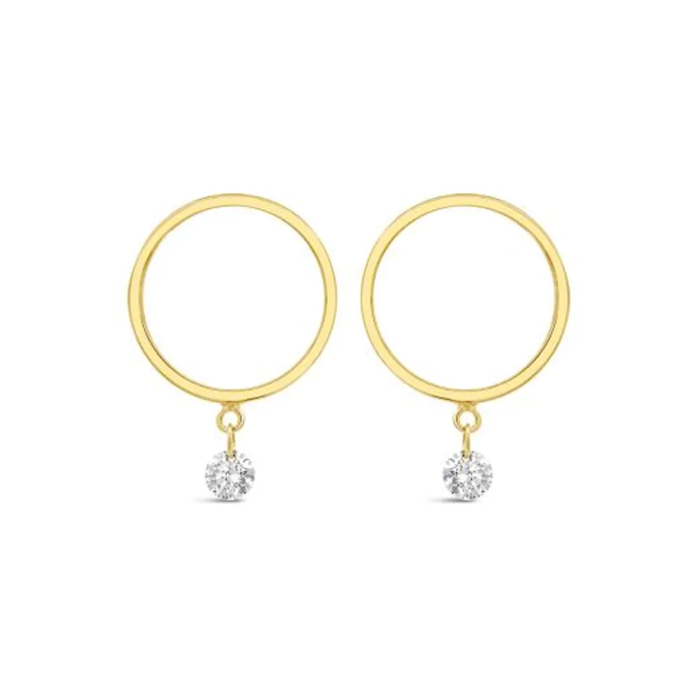 Brevani 10K Yellow Gold 0.16CTW Diamond Dangle Earrings