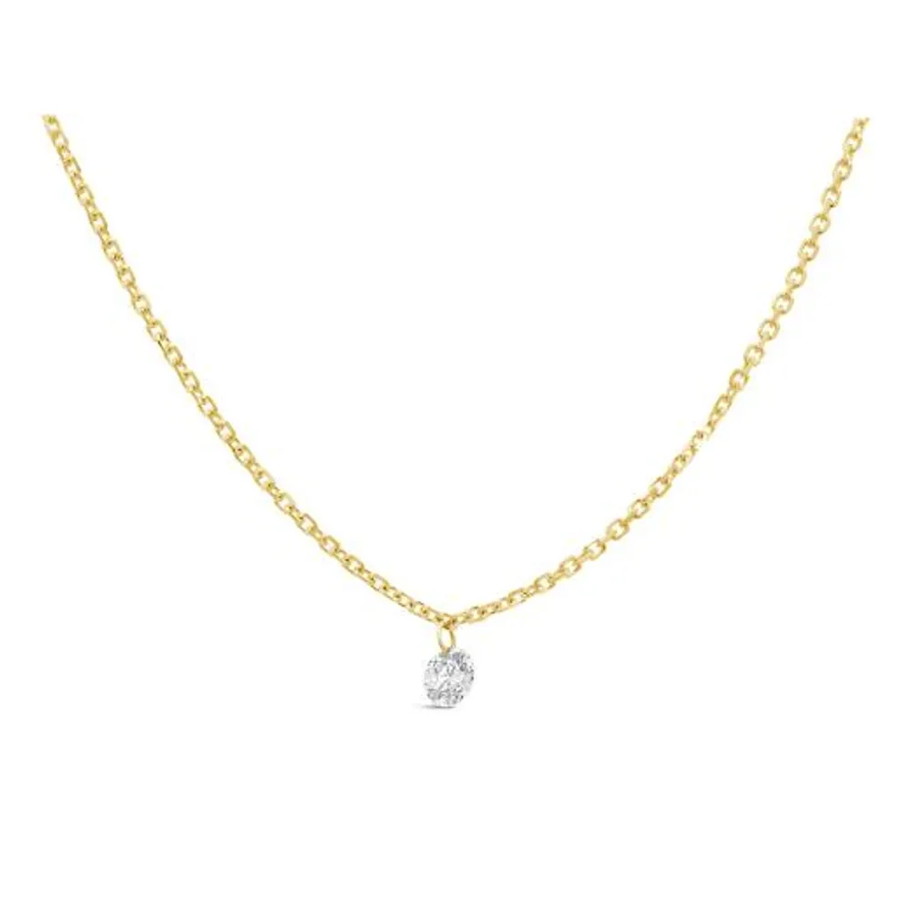 Brevani 10K Yellow Gold 0.11CT Solitaire Diamond Pendant