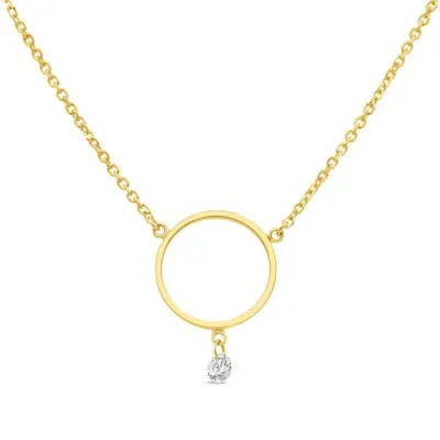 Brevani 10K Yellow Gold Solitaire Diamond Necklace