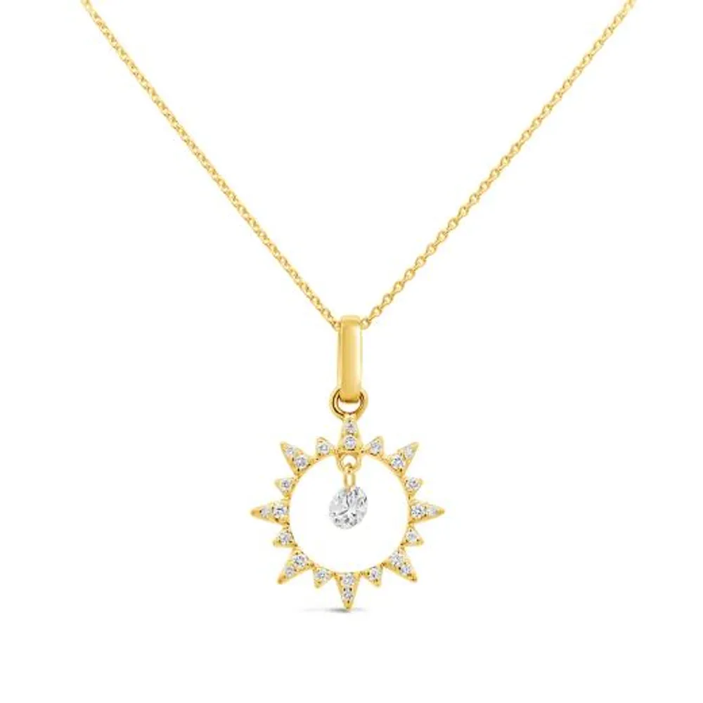 Brevani 10K Yellow Gold 0.15CTW Diamond Starburst Pendant