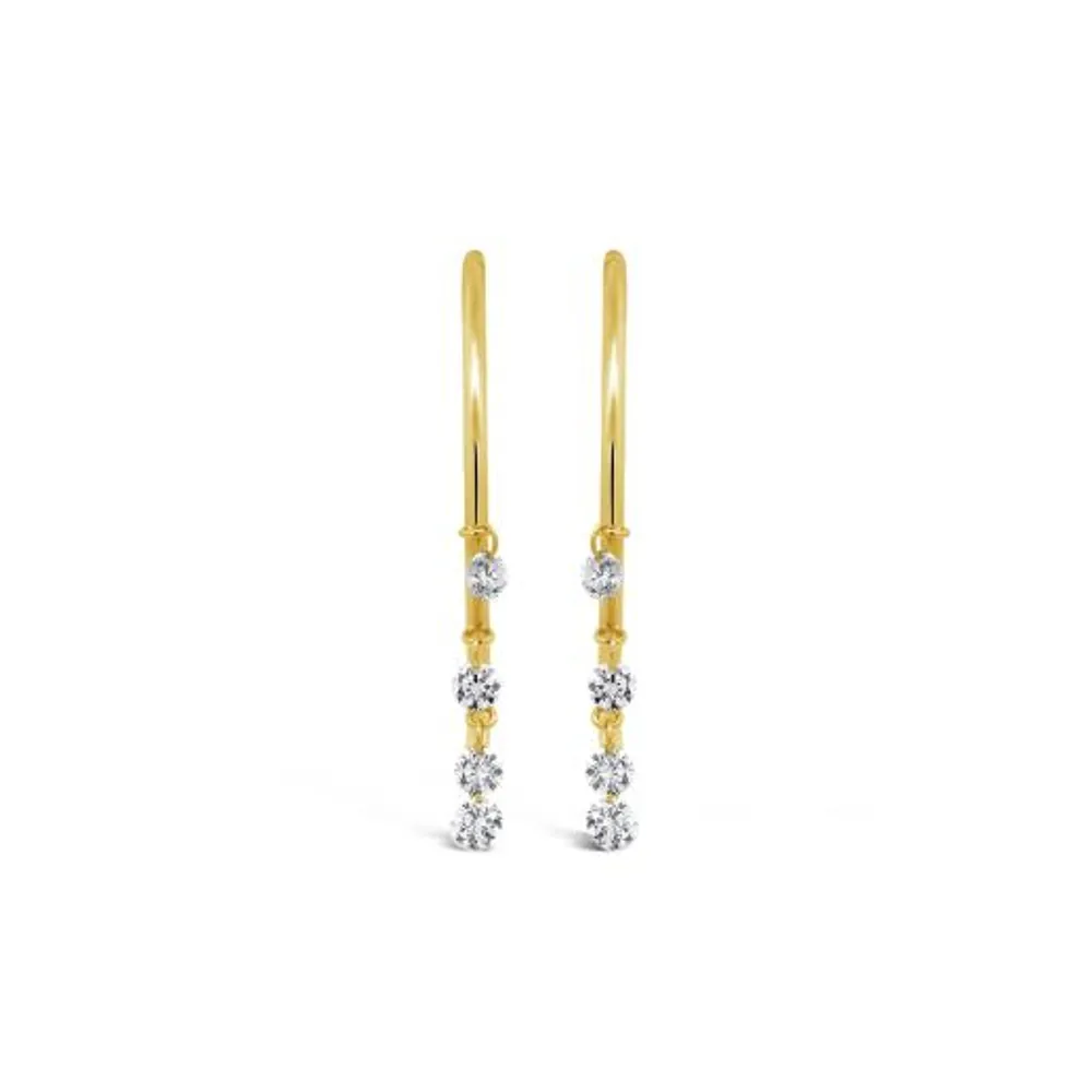 Brevani 10K Yellow Gold 0.78CTW Diamond Dangle Hoop Earrings