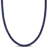 Julianna B Sterling Silver Created Blue Sapphire With Black Rhodium 20" Necklace