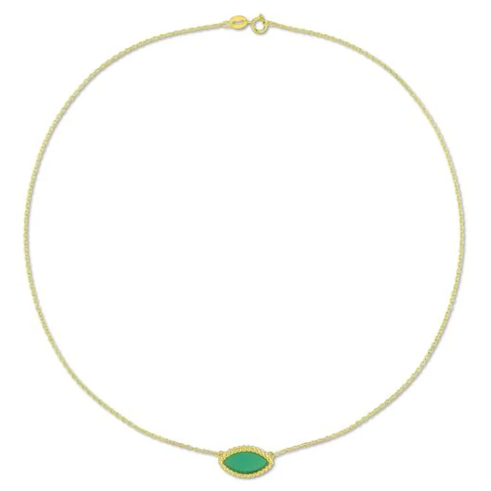 Julianna B Yellow Plated Sterling Silver Green Chalcedony Necklace