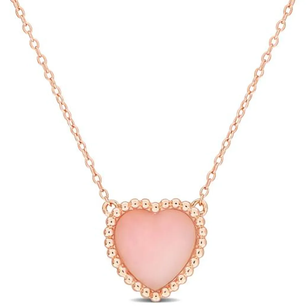 Julianna B Rose Plated Sterling Silver Heart Shape Pink Opal Necklace