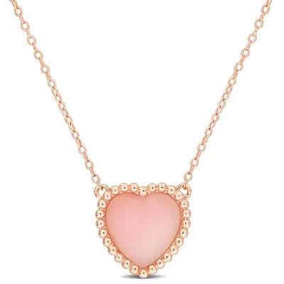 Julianna B Rose Plated Sterling Silver Heart Shape Pink Opal Necklace