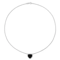 Julianna B Sterling Silver Heart Shape Black Agate Necklace