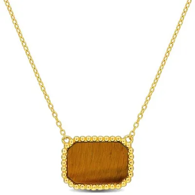 Julianna B Yellow Plated Sterling Silver Tiger Eye Necklace
