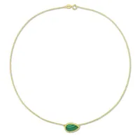 Julianna B Yellow Plated Sterling Silver Pear Shape Malachite Necklace