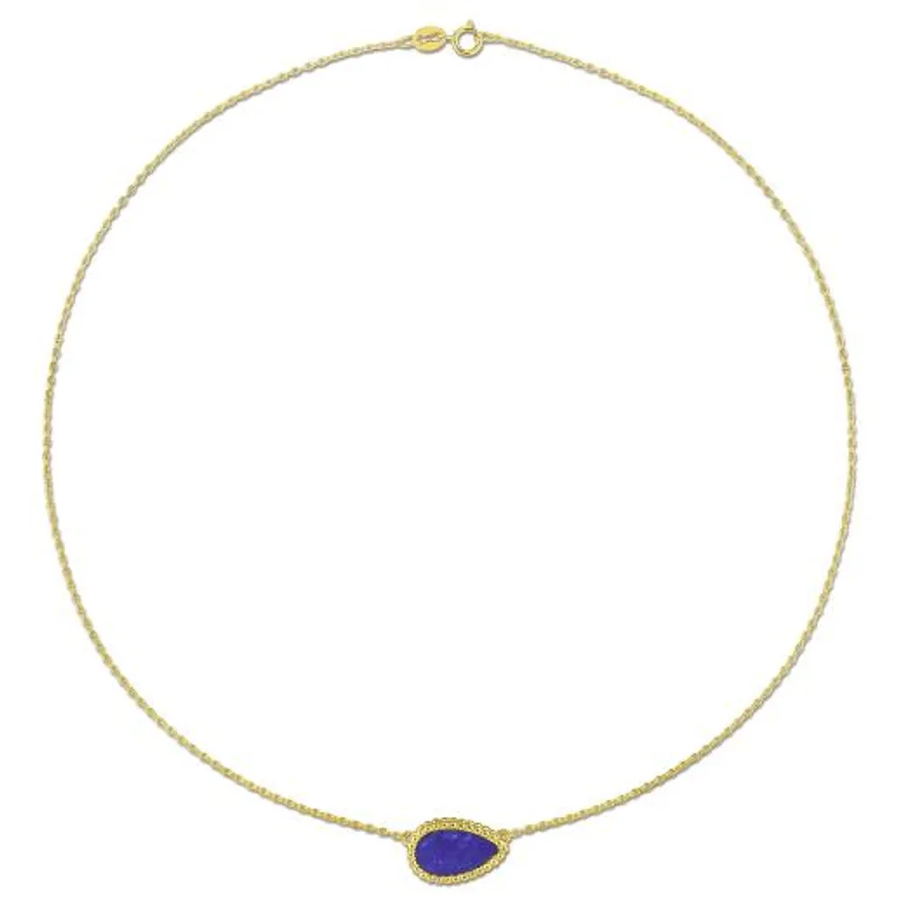 Julianna B Yellow Plated Sterling Silver Pear Shape Blue Lapis Necklace