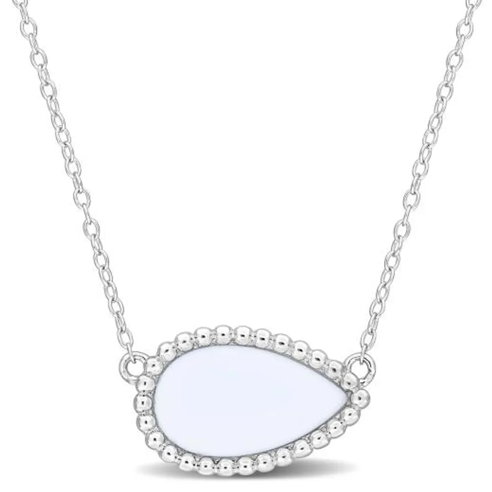 Julianna B Sterling Silver Pear Shape White Agate Necklace