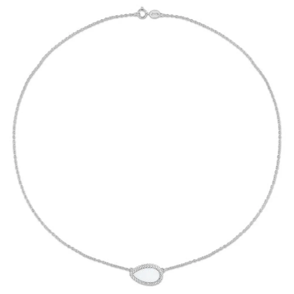 Julianna B Sterling Silver Pear Shape White Agate Necklace