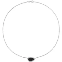 Julianna B Sterling Silver Pear Shape Black Agate Necklace