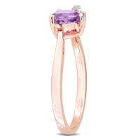 Julianna B Rose Plated Sterling Silver Heart Shape Amethyst and Diamond Ring