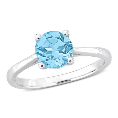 Julianna B Sterling Silver Blue Topaz Solitaire Ring