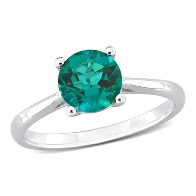 Julianna B Sterling Silver Created Emerald Solitaire Ring