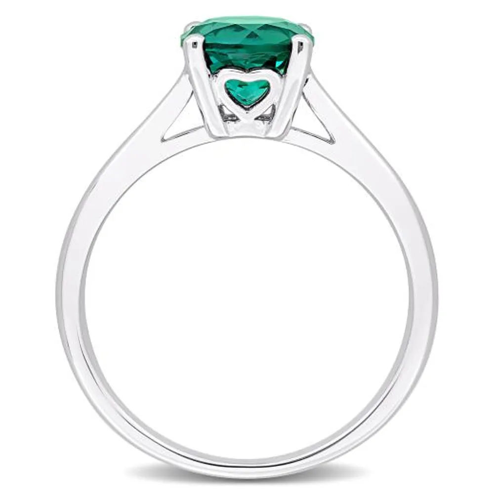 Julianna B Sterling Silver Created Emerald Solitaire Ring