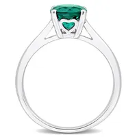 Julianna B Sterling Silver Created Emerald Solitaire Ring