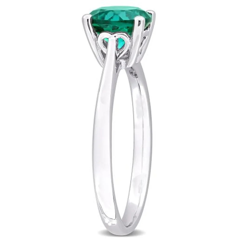 Julianna B Sterling Silver Created Emerald Solitaire Ring