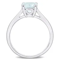 Julianna B Sterling Silver Aquamarine Solitaire Ring