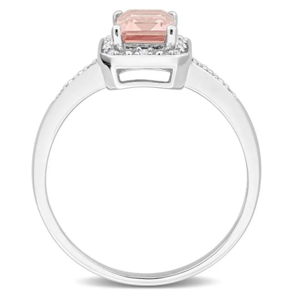 Julianna B Sterling Silver Morganite and Diamond Ring