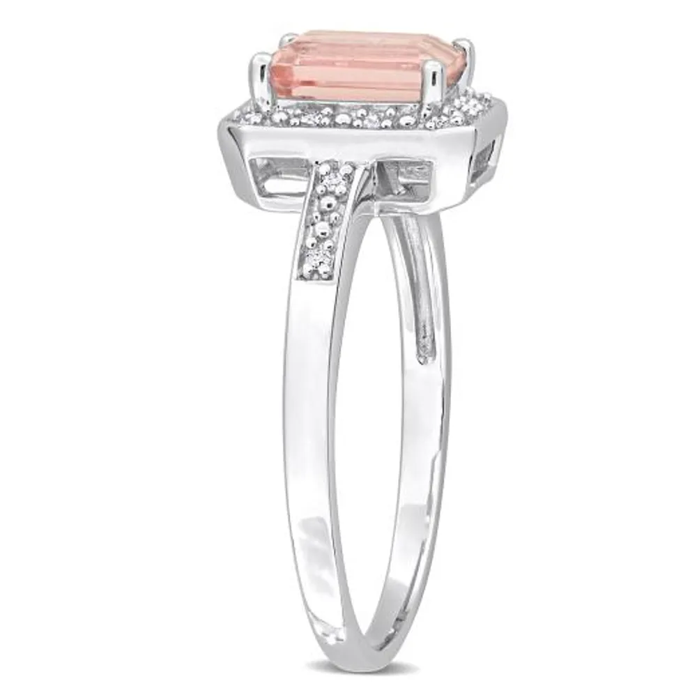 Julianna B Sterling Silver Morganite and Diamond Ring