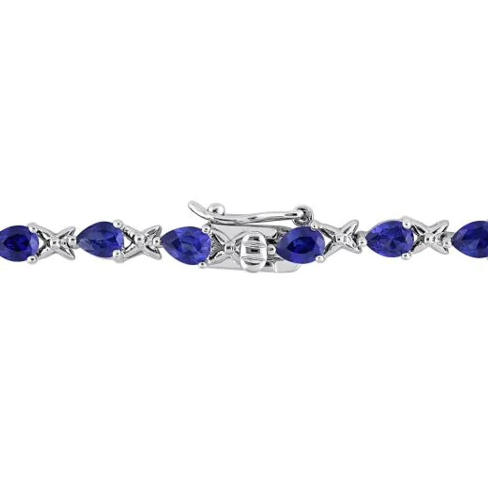 Julianna B Sterling Silver Created Blue Sapphire 7" Bracelet