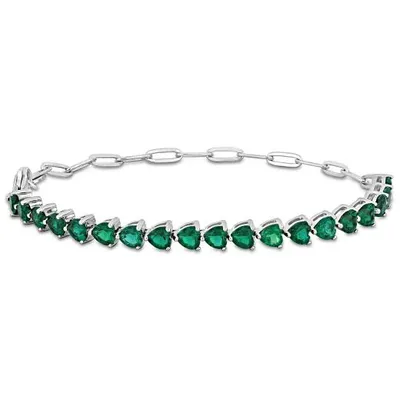 Julianna B Sterling Silver Created Emerald 7.5" Bracelet