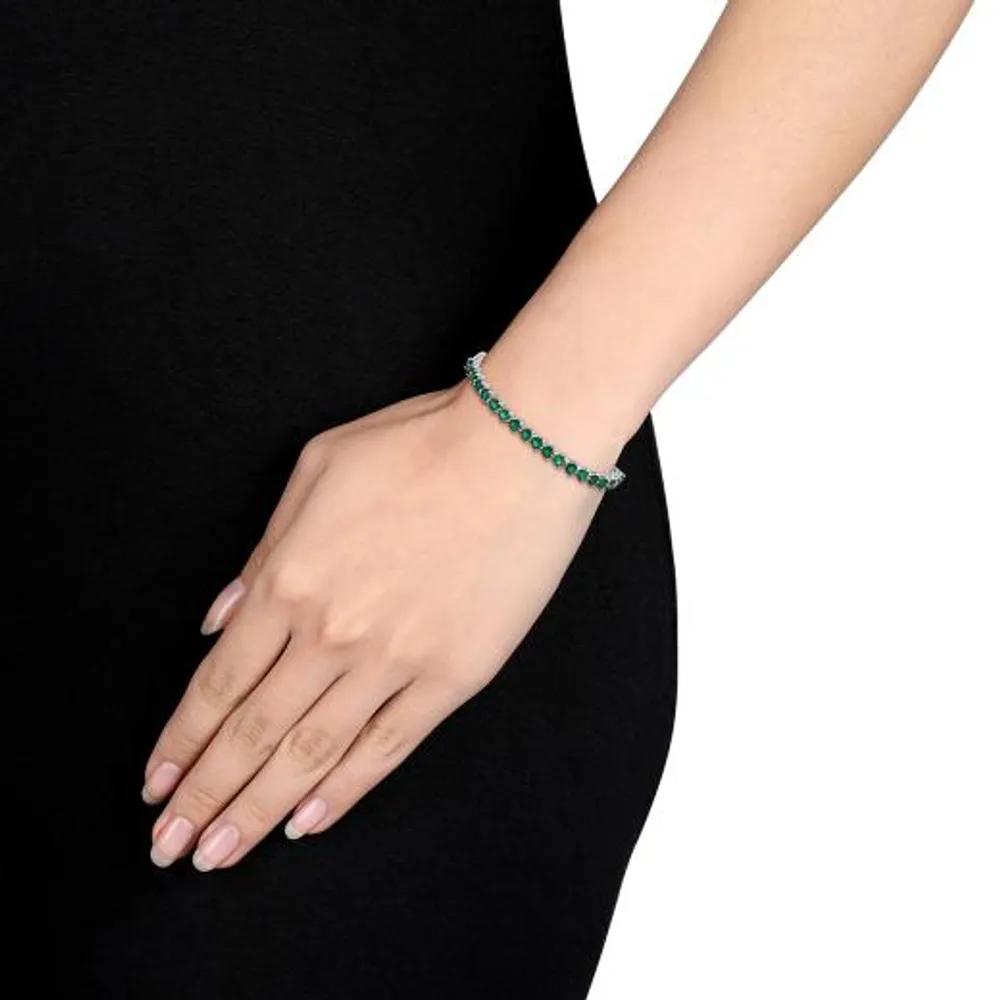 Julianna B Sterling Silver Created Emerald 7.5" Bracelet