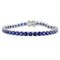 Julianna B Sterling Silver Created Blue Sapphire 7.25" Bracelet