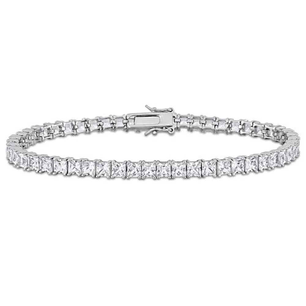 Julianna B Sterling Silver Created White Sapphire 9" Bracelet