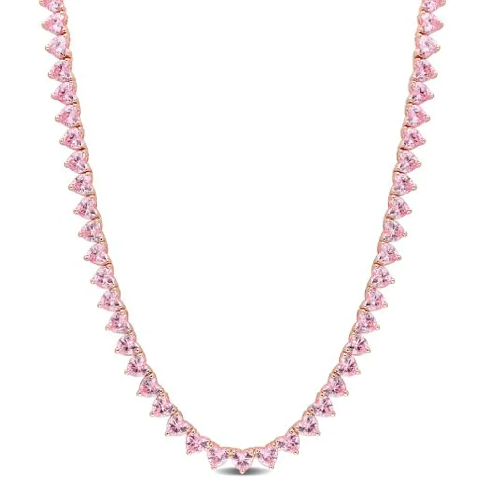 Julianna B Rose Plated Sterling Silver Pink Cubic Zirconia Tennis 18" Necklace