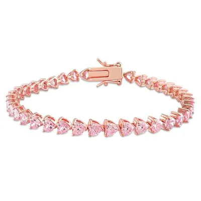 Julianna B Rose Plated Sterling Silver Pink Cubic Zirconia 7.5" Bracelet