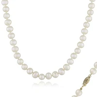 14K Yellow Gold 6-7mm White Freshwater Pearl 28" Necklace