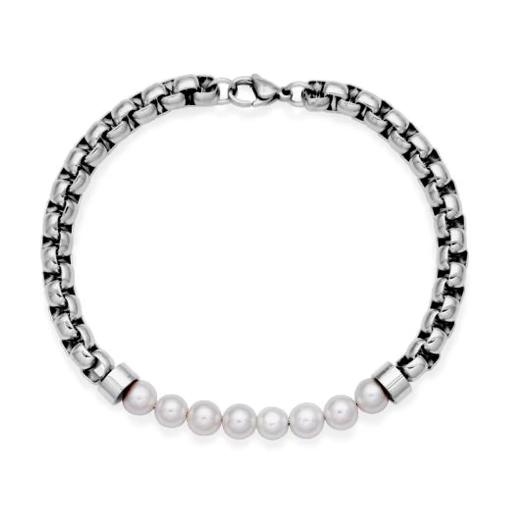 SteelX Stainless Steel White Shell Pearl Bracelet