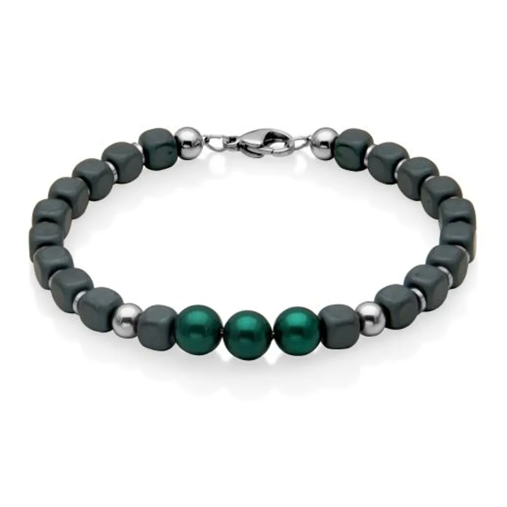 SteelX Stainless Steel Green Shell Pearl Bracelet