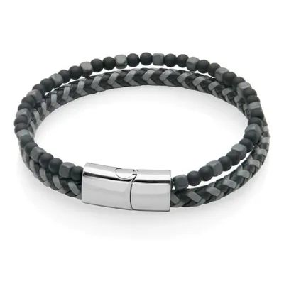 SteelX Black Leather Bracelet