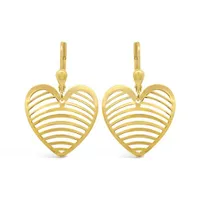 10K Yellow Gold Heart Drop Earrings