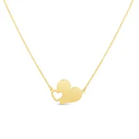 10K Yellow Gold Double Heart 18" Necklace