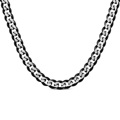 Sterling Silver Black Ruthenium 22" 6.25mm Curb Chain
