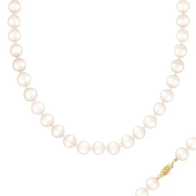 14K Yellow Gold 11-12mm 20" White Freshwater Pearl Necklace