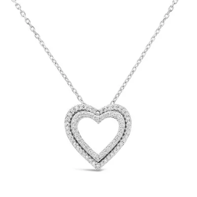 Sterling Silver Diamond Heart Pendant