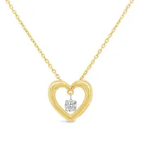 Dancing Diamonds 10K Yellow Gold Diamond Heart Necklace