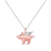 Sterling Silver Diamond 'When Pigs Fly' Pendant