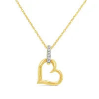 Loving Hearts 10K Yellow Gold Diamond Heart Pendant