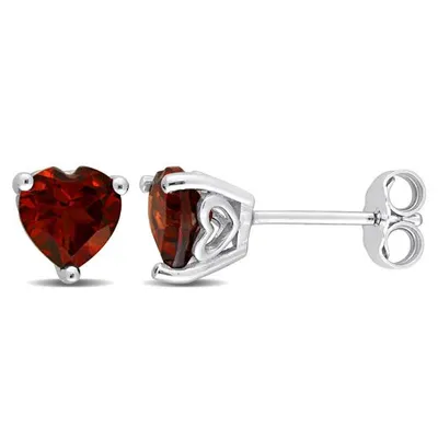 Julianna B Sterling Silver Garnet Heart Stud Earrings