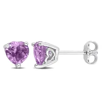 Julianna B Sterling Silver Amethyst Heart Stud Earrings