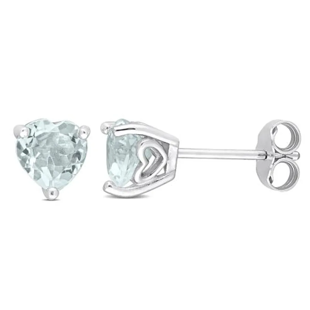 Julianna B Sterling Silver Aquamarine Heart Stud Earrings